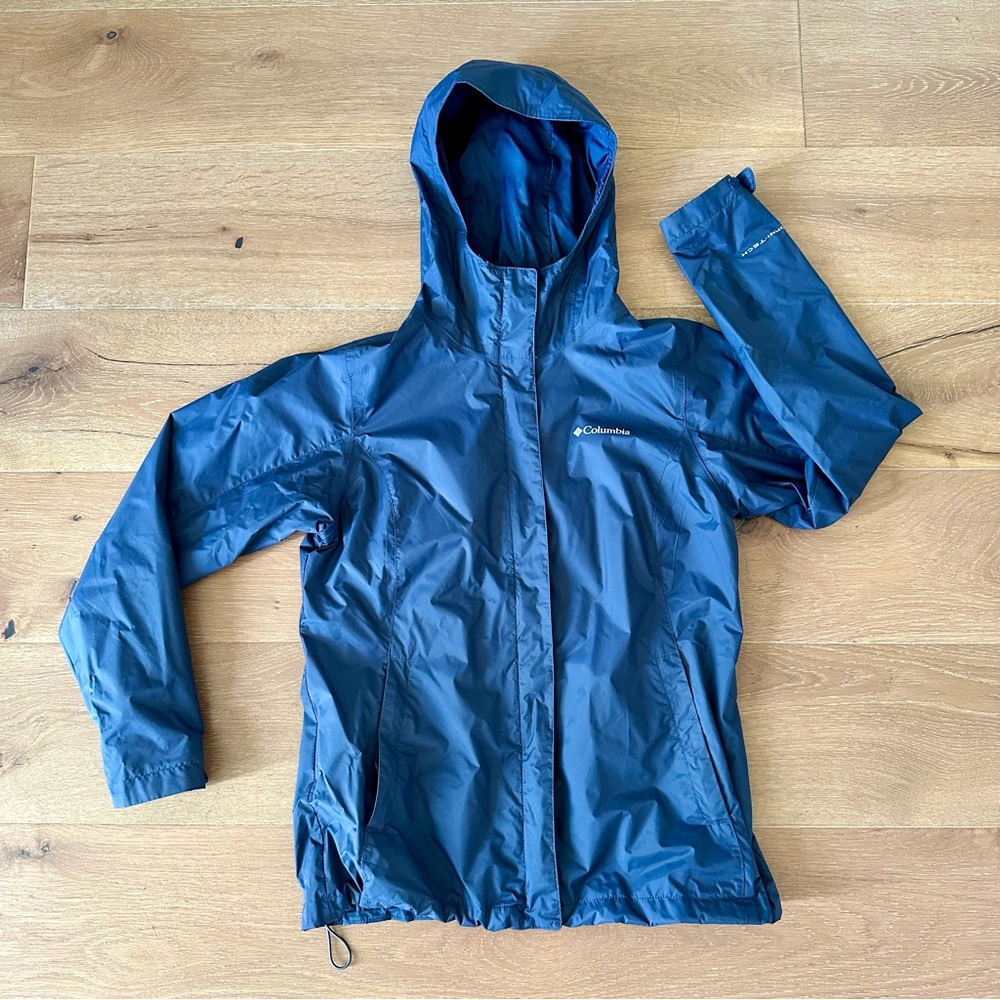 Women’s Columbia Arcadia II Waterproof Shell/ Rain Jacket, Navy, Size M Like New